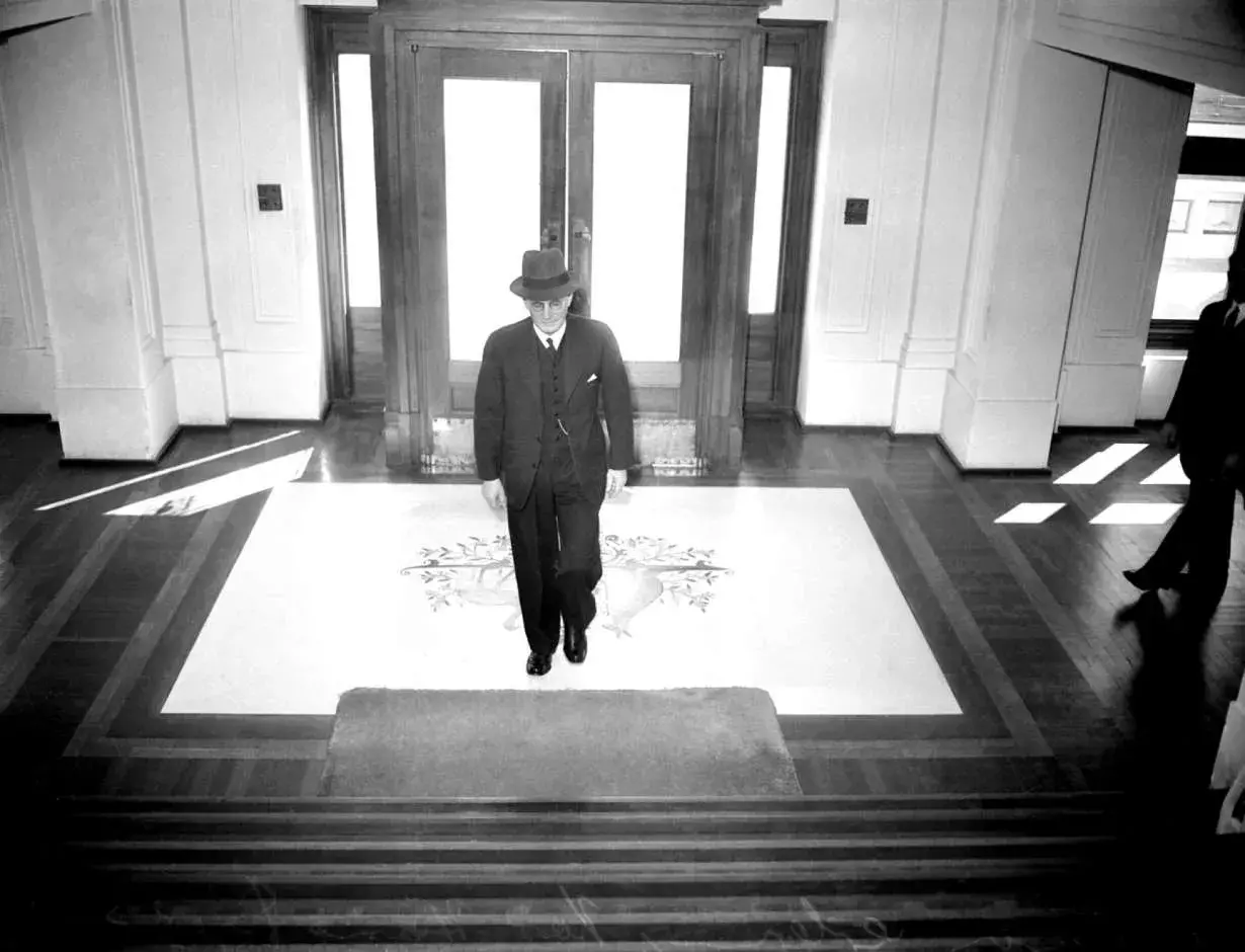 John Curtin entering Old Parliament House.  