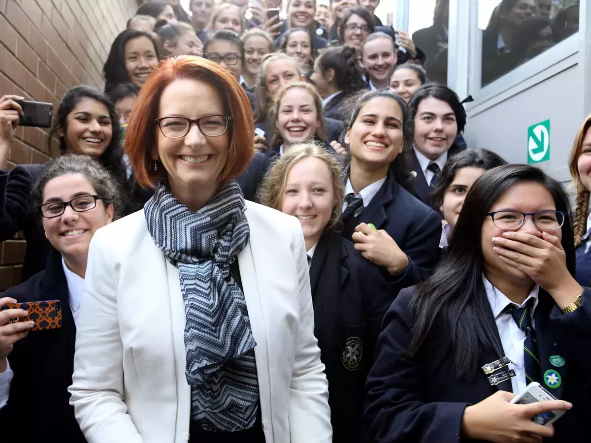 Julia Gillard with school children