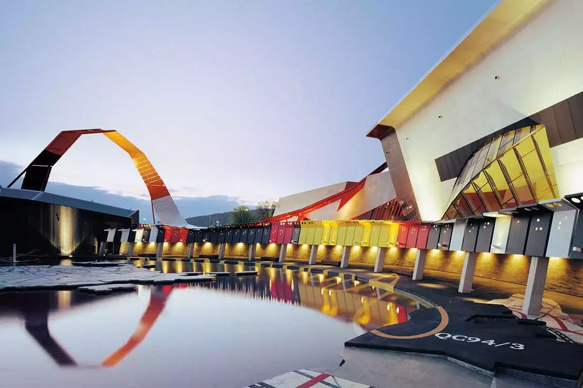 The front of the National Museum of Australia building.