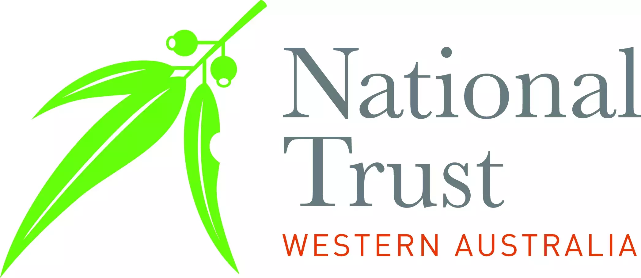 logo for National Trust of Western Australia showing a green eucalyptus leaf 