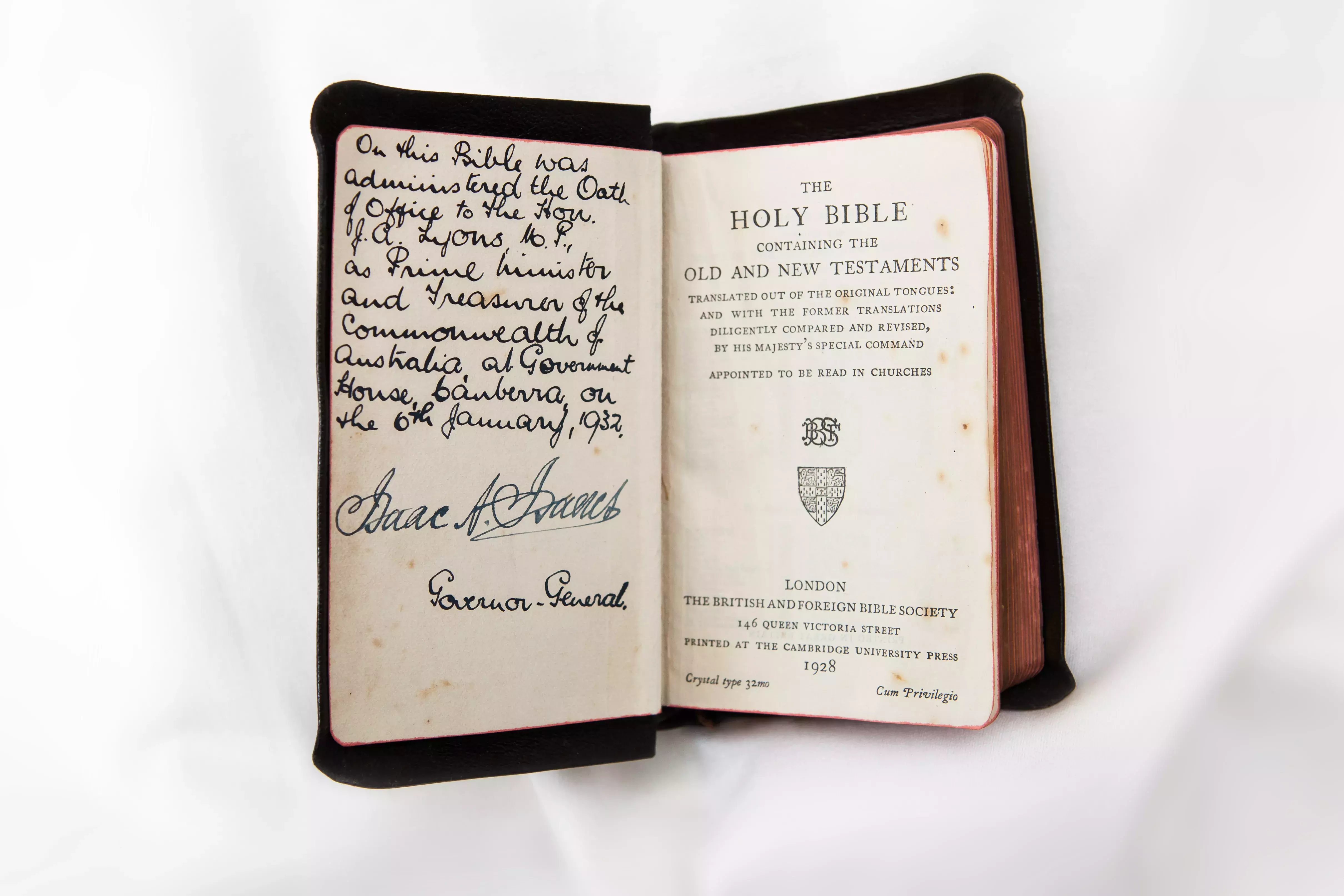 Inside of bible with handwritten notes 