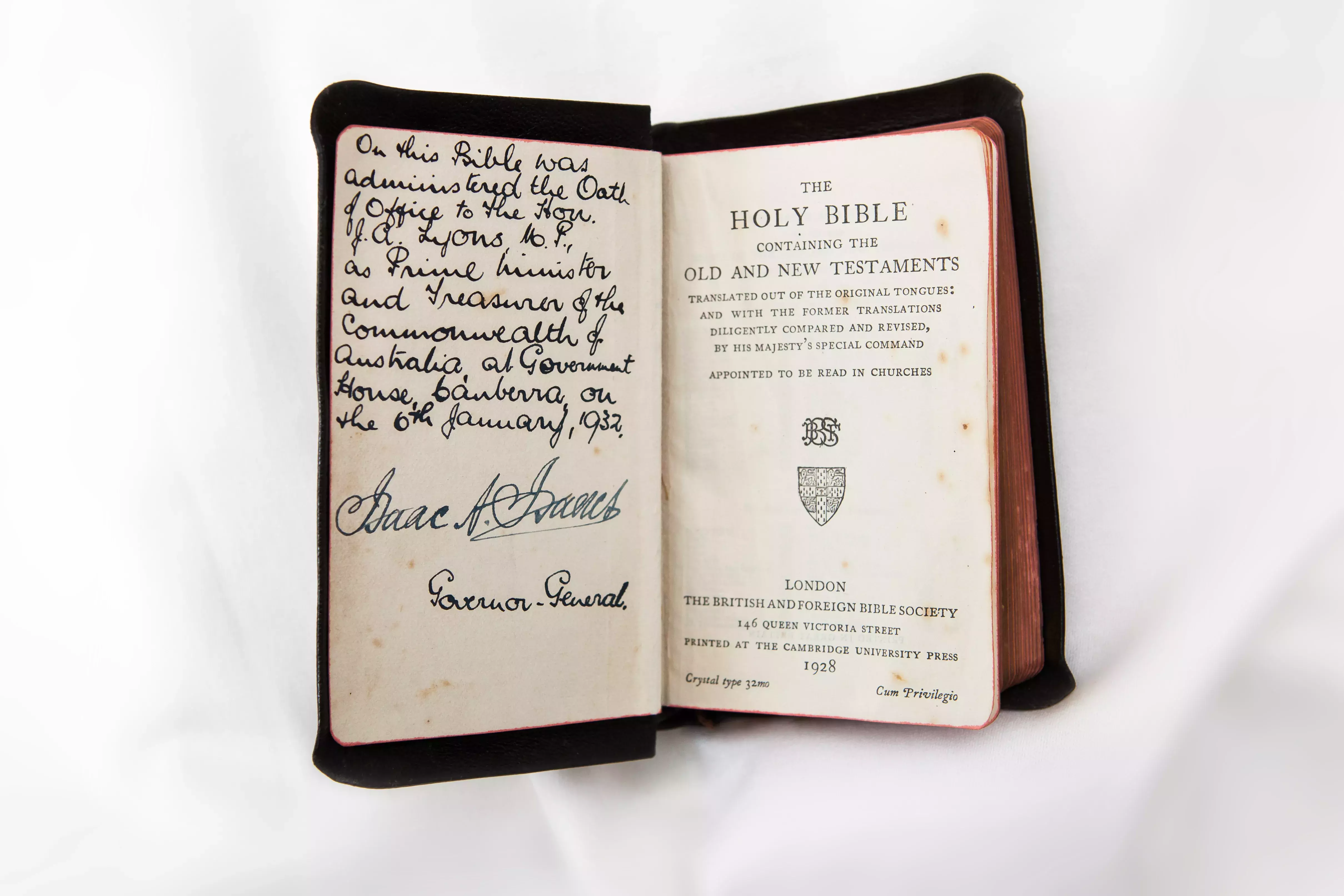 Inside of bible with handwritten notes