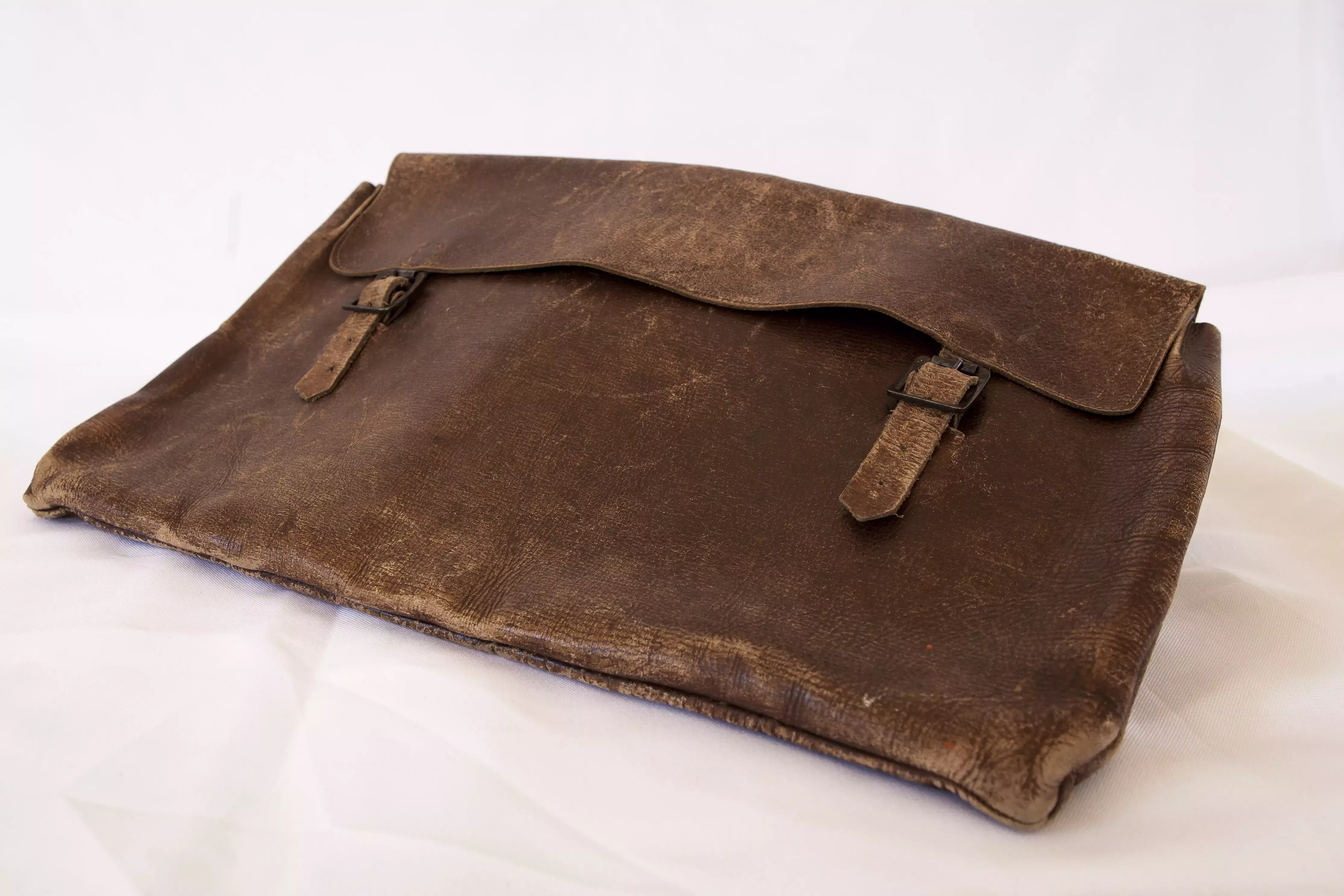 A brown leather satchel