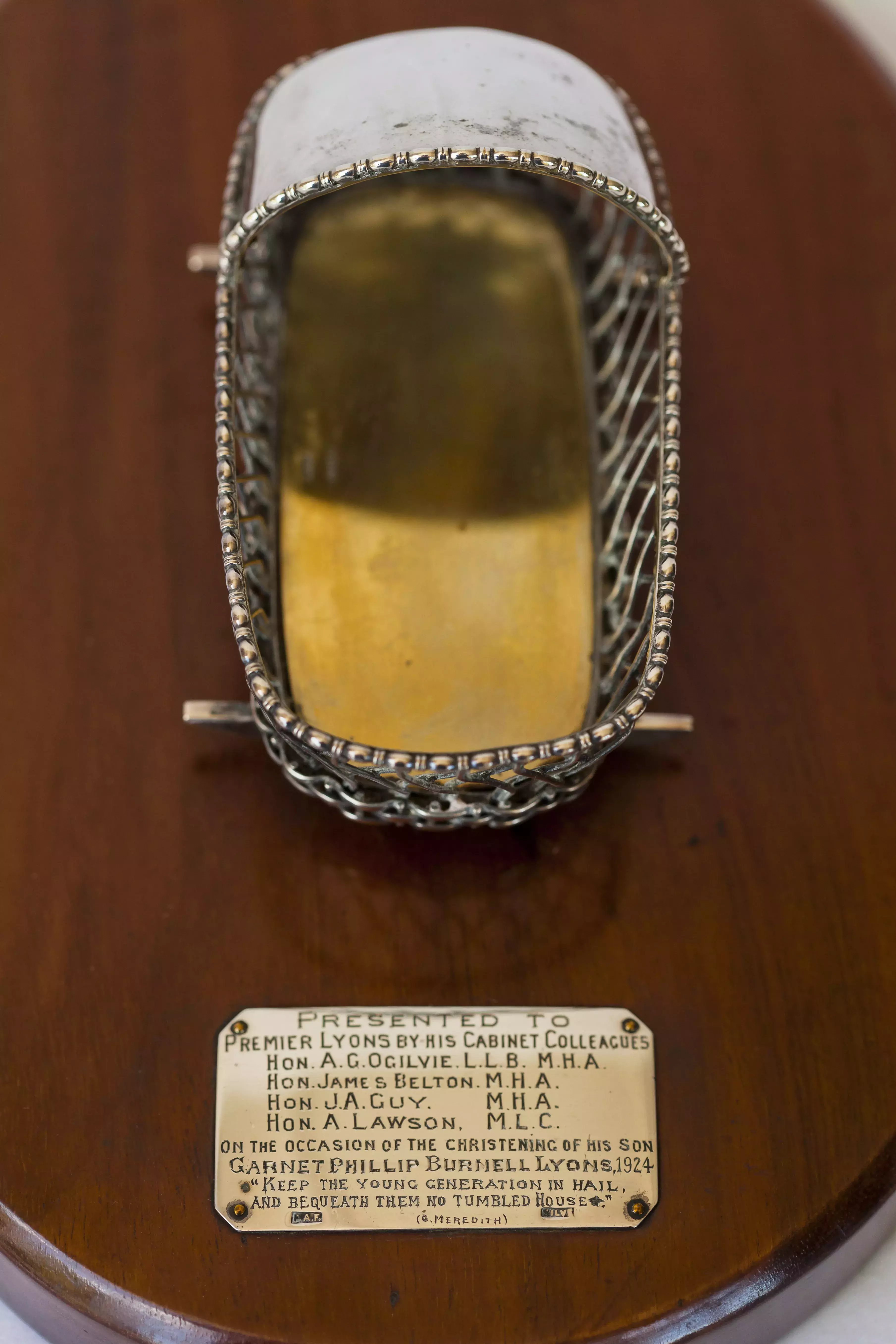 A silver cradle