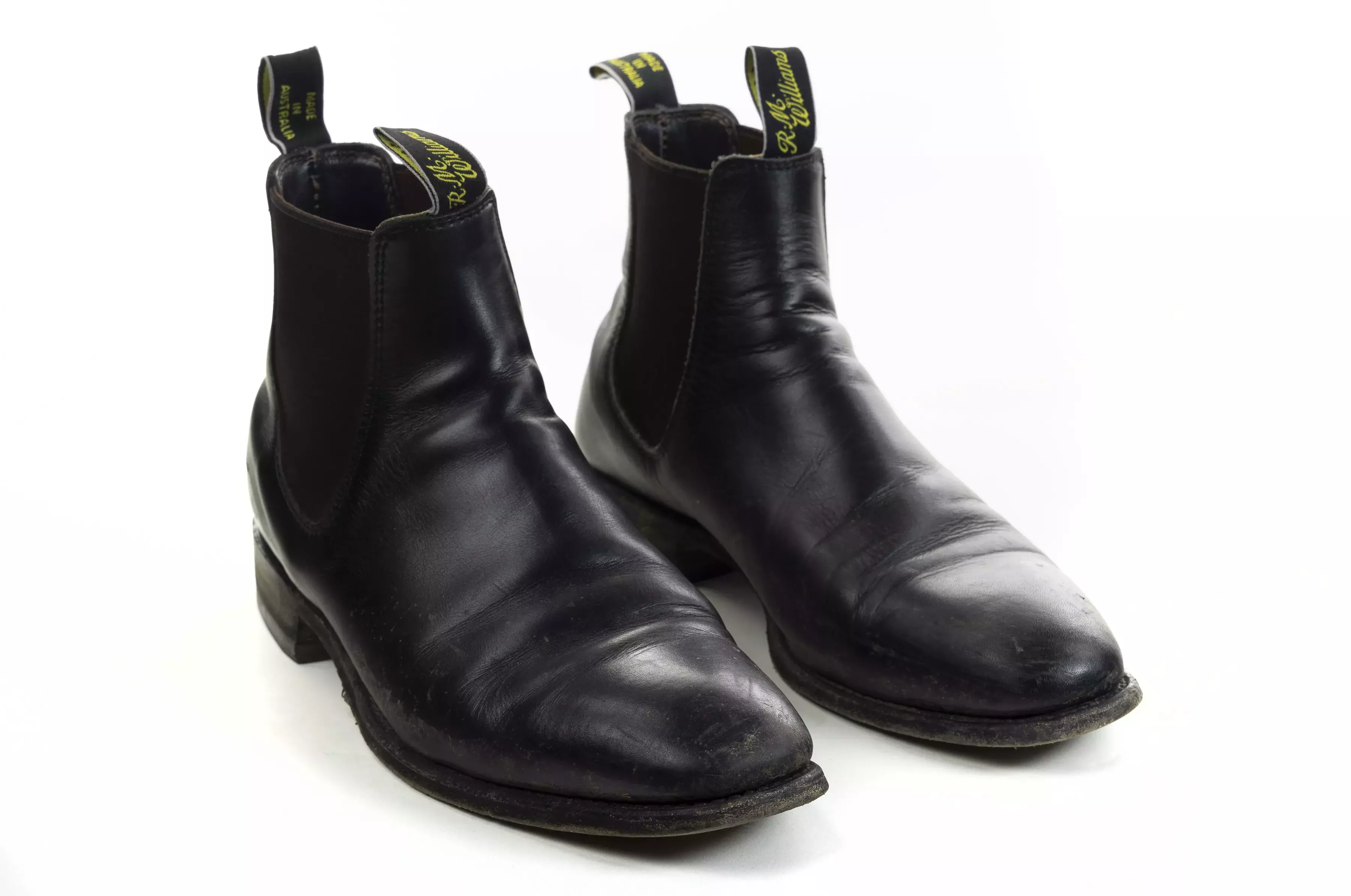 A pair of weather black RM Williams boots.  